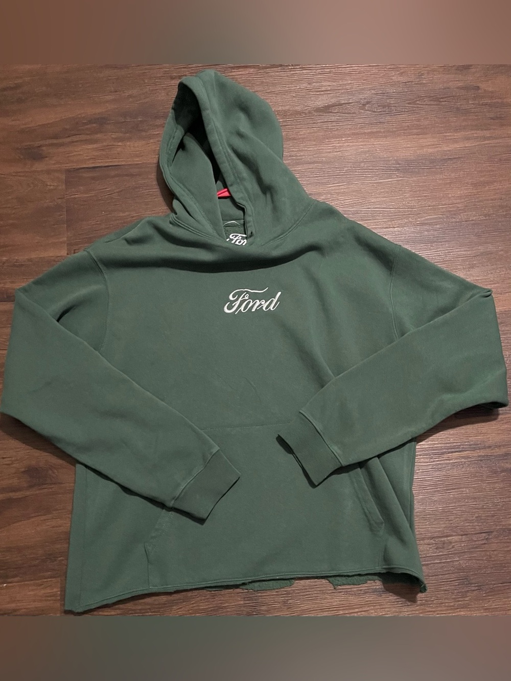 Ford Men's Green Crewneck Hoodie with Script Logo